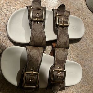 Coach Brown Sandals with Gold Buckles